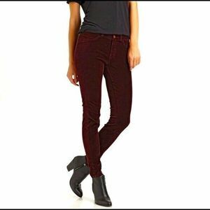 J Brand Red Women Maroon Velvet Legging Skinny Pants| Women's Size 27